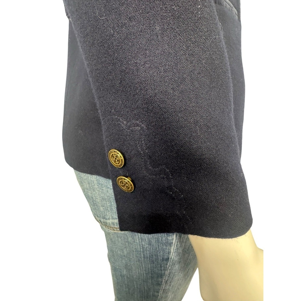 Vintage Blazer Size 2 Wool Blend Navy Blue Preppy Academia Equestrian Old Money - Picture 9 of 9